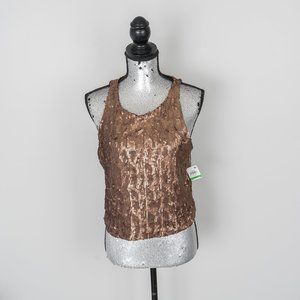 NWT Bar III Sequined Sleeveless Party Crop Top -L